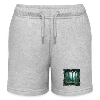Fenster im Wald / Bäume / Ausblick / Wildnis - Kinder Organic Joggingshorts Mini Bolter von Stanley/Stella - Grau meliert - Vorne