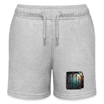 Fenster im Wald / Bäume / Ausblick / Wildnis - Kinder Organic Joggingshorts Mini Bolter von Stanley/Stella - Grau meliert - Vorne