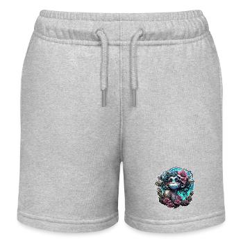 Süßer Affe / Affenmädchen / niedlich /Haarschleife - Kinder Organic Joggingshorts Mini Bolter von Stanley/Stella - Grau meliert - Vorne