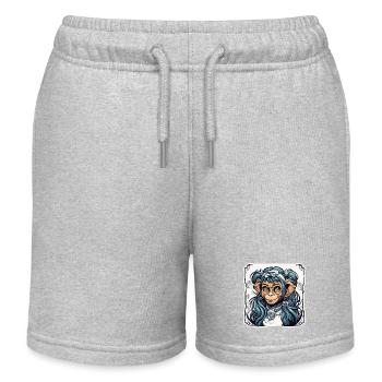 Süßer Affe / Affenmädchen / niedlich /Haarschleife - Kinder Organic Joggingshorts Mini Bolter von Stanley/Stella - Grau meliert - Vorne