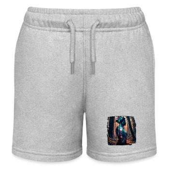 Silhouette / Forest / Portrait / Trees / Person - Kids Organic Sweat Shorts by Stanley/Stella - heather grey - Front