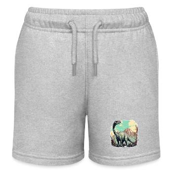 Dinosaure / Animal / Préhistorique / Reptile / Garçons - Short de jogging enfant bio Stanley/Stella - gris chiné - Devant