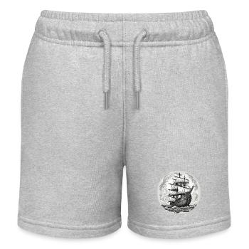 Ship / Boat / Anchor / Sea / Ocean / Captain - Kids Organic Sweat Shorts by Stanley/Stella - heather grey - Front