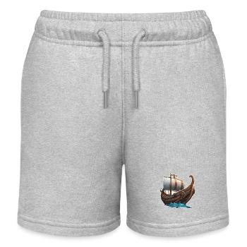 Bateau pirate / Bateau / Mer / Océan / Vagues - Short de jogging enfant bio Stanley/Stella - gris chiné - Devant