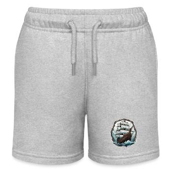 Ship / Boat / Anchor / Sea / Ocean / Captain - Kids Organic Sweat Shorts by Stanley/Stella - heather grey - Front