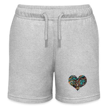 Psychedelic / Herz / Psychobilly / Goa / Form - Kinder Organic Joggingshorts Mini Bolter von Stanley/Stella - Grau meliert - Vorne