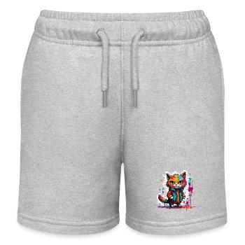 Katze / Kätzchen / Pfote / Miez / Haustier / Tier - Kinder Organic Joggingshorts Mini Bolter von Stanley/Stella - Grau meliert - Vorne