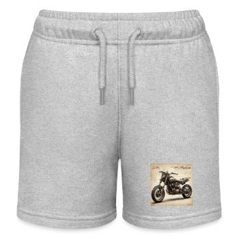 Bauplan / Sepia / Vintage / Retro / Cross - Kinder Organic Joggingshorts Mini Bolter von Stanley/Stella - Grau meliert - Vorne