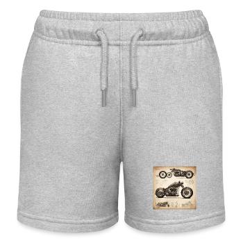 Bauplan / Sepia / Vintage / Retro / Motorrad - Kinder Organic Joggingshorts Mini Bolter von Stanley/Stella - Grau meliert - Vorne