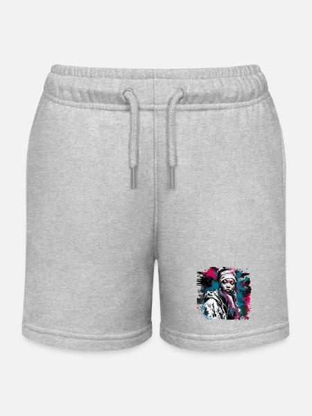 Rapperin / Hip Hop / Song / cool / Reime / Beat - Stanley/Stella børne sweatshorts økologisk - grå meleret