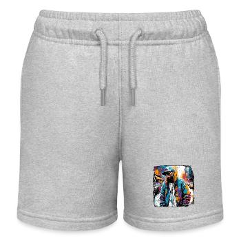 Rapper / Hip Hop / Song / cool / Reime / Beat - Kinder Organic Joggingshorts Mini Bolter von Stanley/Stella - Grau meliert - Vorne