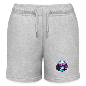 Angler Siluette / Fishing / Fish / Lake / Sport - Kids Organic Sweat Shorts by Stanley/Stella - heather grey - Front