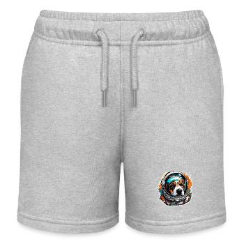 Astronaut / Space / Animal / Dog / Spaceship - Kids Organic Sweat Shorts by Stanley/Stella - heather grey - Front