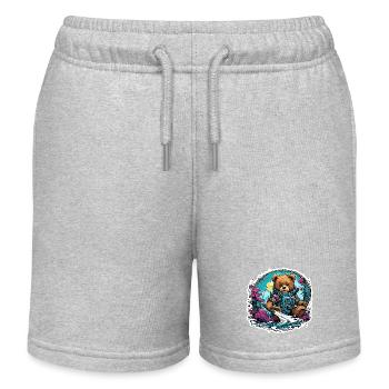 Astronaut / Space / Animal / Bear / Spaceship - Kids Organic Sweat Shorts by Stanley/Stella - heather grey - Front