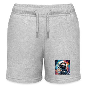 Astronaut / Weltall / Tier / Faultier / Raumschiff - Kinder Organic Joggingshorts Mini Bolter von Stanley/Stella - Grau meliert - Vorne