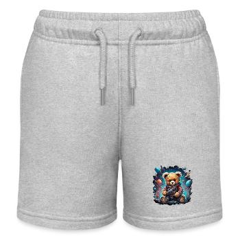 Astronaut / Weltall / Tier / Teddybär / Raumschiff - Kinder Organic Joggingshorts Mini Bolter von Stanley/Stella - Grau meliert - Vorne