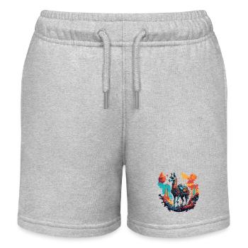 Astronaut / Weltall / Tier / Lama / Raumschiff - Kinder Organic Joggingshorts Mini Bolter von Stanley/Stella - Grau meliert - Vorne