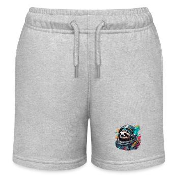 Astronaut / Space / Animal / Sloth / Spaceship - Kids Organic Sweat Shorts by Stanley/Stella - heather grey - Front