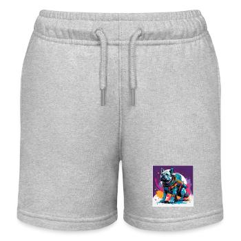 Astronaut / Weltall / Tier / Hund / Raumschiff - Kinder Organic Joggingshorts Mini Bolter von Stanley/Stella - Grau meliert - Vorne