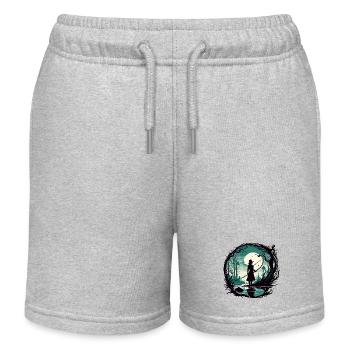 Angler Siluette / Fishing / Fish / Lake / Sport - Kids Organic Sweat Shorts by Stanley/Stella - heather grey - Front