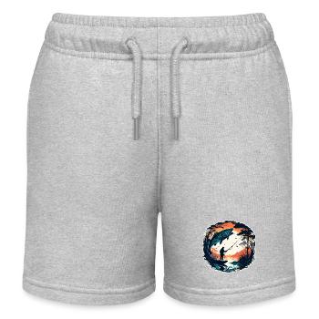 Angler Siluette / Fishing / Fish / Lake / Sport - Kids Organic Sweat Shorts by Stanley/Stella - heather grey - Front