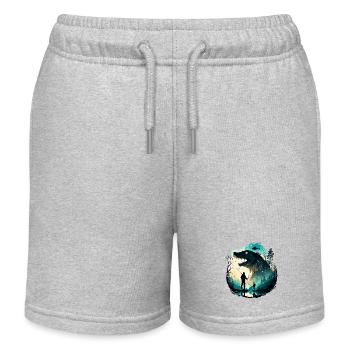 Angler Siluette / Fishing / Fish / Lake / Sport - Kids Organic Sweat Shorts by Stanley/Stella - heather grey - Front