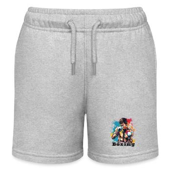 Boxer / Sport / Kampf / Arena / Boxring / Fäuste - Kinder Organic Joggingshorts Mini Bolter von Stanley/Stella - Grau meliert - Vorne