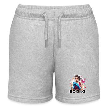 Boxerin / Sport / Kampf / Arena / Boxring / Fäuste - Kinder Organic Joggingshorts Mini Bolter von Stanley/Stella - Grau meliert - Vorne