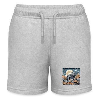Wolf / Rudel / Wald / Wild / Tierwelt / heulen - Kinder Organic Joggingshorts Mini Bolter von Stanley/Stella - Grau meliert - Vorne