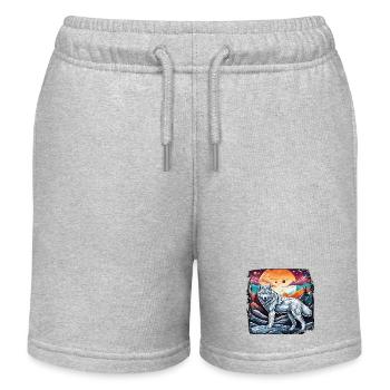 Wolf / Rudel / Wald / Wild / Tierwelt / heulen - Kinder Organic Joggingshorts Mini Bolter von Stanley/Stella - Grau meliert - Vorne