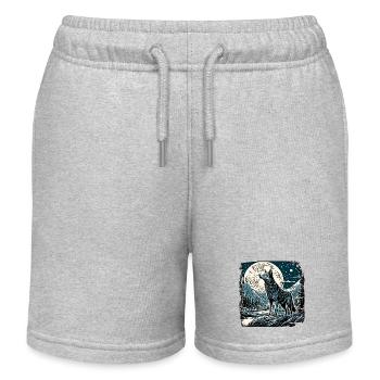Wolf / Rudel / Wald / Wild / Tierwelt / heulen - Kinder Organic Joggingshorts Mini Bolter von Stanley/Stella - Grau meliert - Vorne