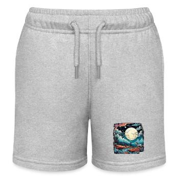 Wolf / Rudel / Wald / Wild / Tierwelt / heulen - Kinder Organic Joggingshorts Mini Bolter von Stanley/Stella - Grau meliert - Vorne