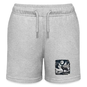 Wolf / Rudel / Wald / Wild / Tierwelt / heulen - Kinder Organic Joggingshorts Mini Bolter von Stanley/Stella - Grau meliert - Vorne