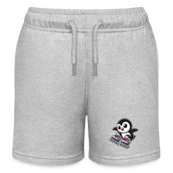 Mignon pingouin patins à roues alignées dessin animé - Short de jogging enfant bio Stanley/Stella - gris chiné - Devant
