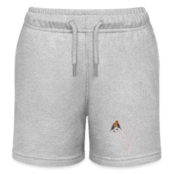 Maman Robin avec cœur Cadeau Fête des Mères - Short de jogging enfant bio Stanley/Stella - gris chiné - Devant