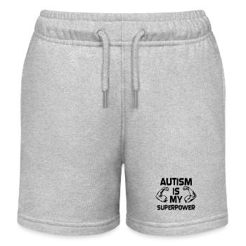 Autism Is My Superpower T Shirt - Kids Organic Sweat Shorts by Stanley/Stella - heather grey - Front