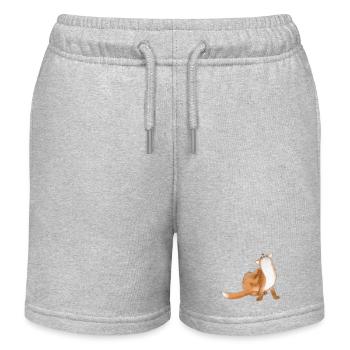 Scratching fox cute animal drawing - Kids Organic Sweat Shorts by Stanley/Stella - heather grey - Front