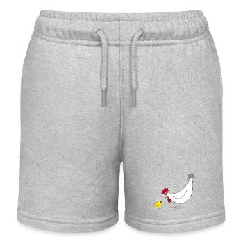 Hühner Fans -  Hahn - Gockel - Verrücktes Huhn - Kinder Organic Joggingshorts Mini Bolter von Stanley/Stella - Grau meliert - Vorne