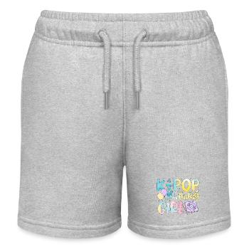 K-Pop Birthday Girl - Kinder Organic Joggingshorts Mini Bolter von Stanley/Stella - Grau meliert - Vorne