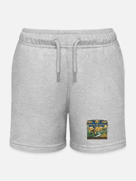 Golden Age of Aviation – The Spirit of the Pioneers - Kids Organic Sweat Shorts by Stanley/Stella - heather grey