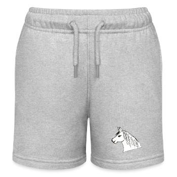 Pferdekopf Pony Pferd Kinder Pferde - Kinder Organic Joggingshorts Mini Bolter von Stanley/Stella - Grau meliert - Vorne