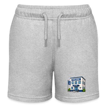 Polizei Cartoon Gebäude Druckdesign - Kinder Organic Joggingshorts Mini Bolter von Stanley/Stella - Grau meliert - Vorne