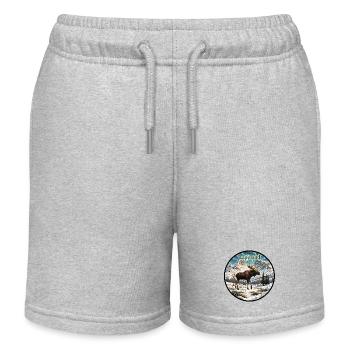 Lappland Elch mit Polarlichtern über Lapporten - Kinder Organic Joggingshorts Mini Bolter von Stanley/Stella - Grau meliert - Vorne