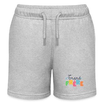 grand frère Cadeau naissance famille - Short de jogging enfant bio Stanley/Stella - gris chiné - Devant