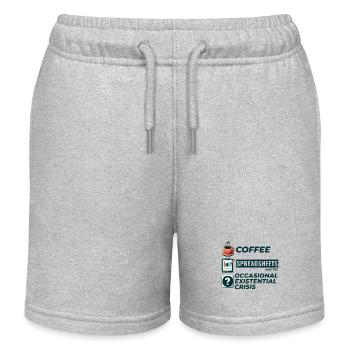 Accountant Bookkeeping Coffee Spreadsheets Funny - Kids Organic Sweat Shorts by Stanley/Stella - heather grey - Front