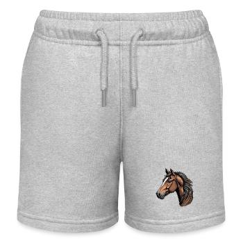 Portrait of a beautiful horse - Kids Organic Sweat Shorts by Stanley/Stella - heather grey - Front