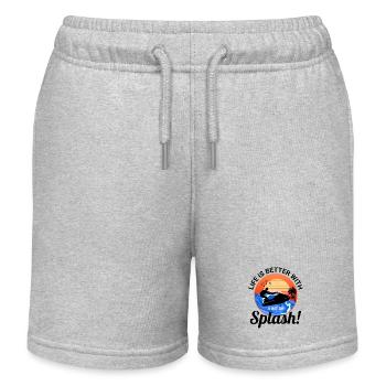 Das Leben ist besser mit ein bisschen Jetski fahren - Kinder Organic Joggingshorts Mini Bolter von Stanley/Stella - Grau meliert - Vorne