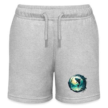 Angler Siluette / Fishing / Fish / Lake / Sport - Kids Organic Sweat Shorts by Stanley/Stella - heather grey - Front