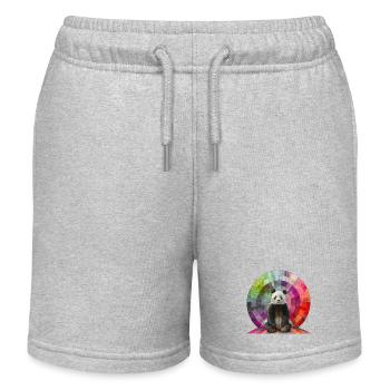 Panda devant l’arc-en-ciel / pour les amoureux des animaux - Short de jogging enfant bio Stanley/Stella - gris chiné - Devant
