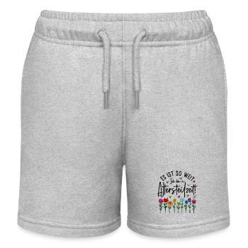 Altersteilzeit Garten bunte Blumen Ruhestand Rente - Kinder Organic Joggingshorts Mini Bolter von Stanley/Stella - Grau meliert - Vorne